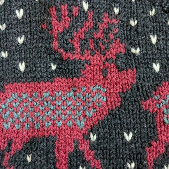 Vintage Robert Stock wool Christmas sweater, size Large, black, green and ref - Picture 5 of 5
